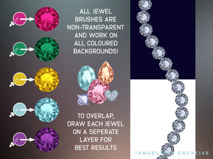 Jewels Brush Set for Procreate | diamond jewellery gemstone rhinestone stamp string brushes, how to use