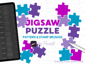 Jigsaw Puzzle Stamp Brushes for Procreate | Puzzle Piece Layout Stamp Pattern Brush, title