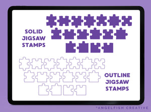 Jigsaw Puzzle Stamp Brushes for Procreate | Puzzle Piece Layout Stamp Pattern Brush, puzzle piece stamps