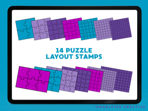Jigsaw Puzzle Stamp Brushes for Procreate | Puzzle Piece Layout Stamp Pattern Brush, puzzle layout stamps