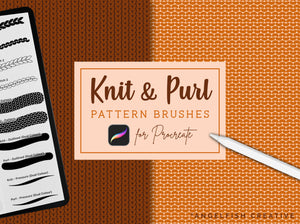Knit & Purl Procreate Brush, knitting pattern brushes, title