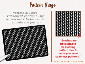 Knit & Purl Procreate Brush, knitting pattern brushes, pattern usage