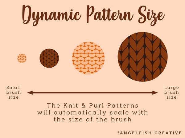 Knit & Purl Pattern Brush for Procreate | 2 Seamless Knitting Texture Brushes, dynamic pattern size