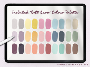 Knitting Patterns Brush Set for Procreate, soft yarn colour palette
