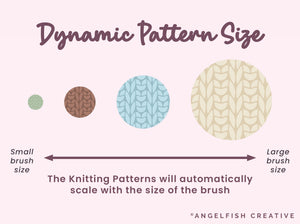 Knitting Patterns Brush Set for Procreate, dynamic pattern szie