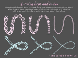 Lace Border Procreate Brush Set, drawing loops and curves