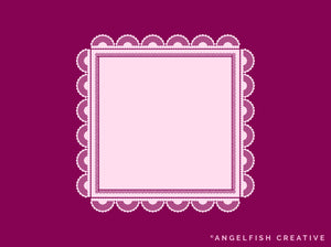 Lace Border Procreate Brush Set, square doily frame