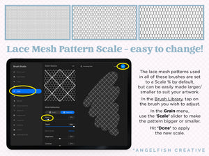 Lace Mesh Brushes for Procreate, pattern scale