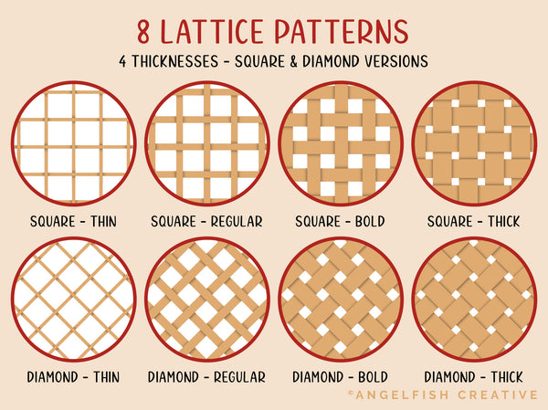 Lattice Pattern Procreate Brush Set | 8 Texture Brushes, square diamond weave, lattice patterns