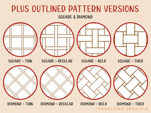 Lattice Pattern Procreate Brush Set | 8 Texture Brushes, square diamond weave, outline patterns