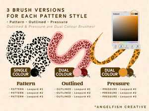 Leopard Print Pattern Brushes for Procreate, animal spots brush set, brush versions