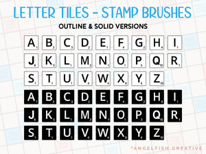 Letter Tiles Stamp Brushes for Procreate | Scrabble Alphabet Stamps | Brush Set for Digital Art on iPad, letter tiles