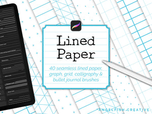 Lined Paper Procreate Brush Set - 40 Seamless Patterns, title