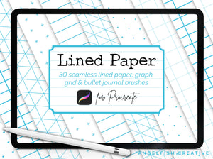 Lined Paper Brushes for Procreate | seamless graph, grid, bullet journal, line patterns, title