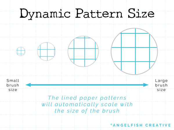 Lined Paper Brushes for Procreate | seamless graph, grid, bullet journal, line patterns, dynamic pattern size