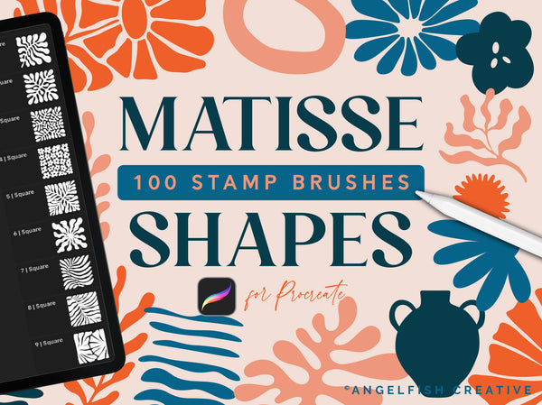 Matisse Shapes, 100 Stamp Brushes for Procreate | cutout abstract boho elements brush set, title