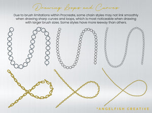 Metal Chains Procreate Brush Set: 50 Jewelry Link Brushes, drawing loops and curves