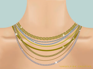 Metal Chains Procreate Brush Set: 50 Jewelry Link Brushes, neck with chains