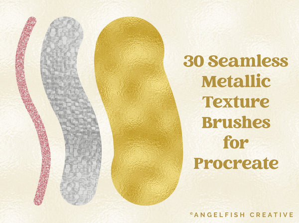 Metallic Textures Procreate Brush Set, 30 foil metal brushes, seamless texture brushes