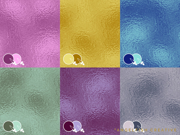 Metallic Textures Procreate Brush Set, 30 foil metal brushes, texture colours