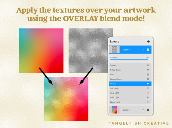 Metallic Textures Procreate Brush Set, 30 foil metal brushes, overlay textures