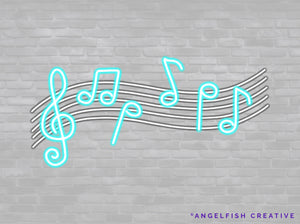 Neon Brush for Procreate | Glowing Light Monoline Lettering Brush, music notes