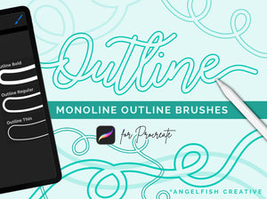 Outline Brush for Procreate | Outlined Lettering Monoline Outliner Line Brush, title