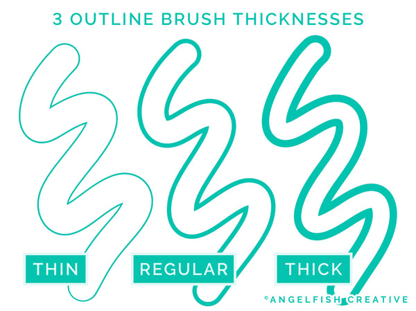 Outline Brush for Procreate | Outlined Lettering Monoline Outliner Line Brush, brush thicknesses