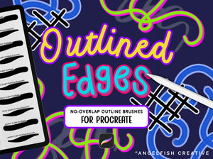 Outlined Edges Procreate Brush Set, no overlap outline brushes, title