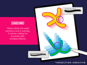 Outlined Edges Procreate Brush Set, no overlap outline brushes, shading