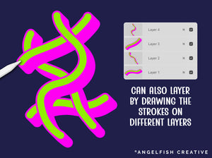 Outlined Edges Procreate Brush Set, no overlap outline brushes, how to layer