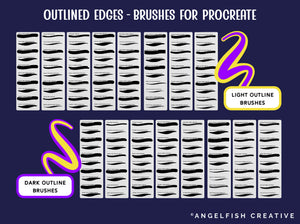 Outlined Edges Procreate Brush Set, no overlap outline brushes, brush screenshot page