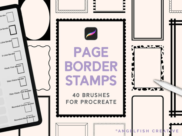 Page Border Stamps for Procreate, 40 frame brushes, title