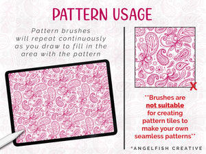 Paisley Print Pattern Brushes for Procreate, floral brush set, pattern usage