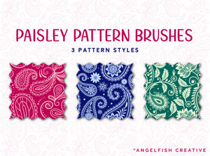 Paisley Print Pattern Brushes for Procreate, boho floral brush set, pattern styles