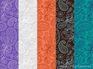 Paisley Print Pattern Brushes for Procreate, boho floral brush set, pattern in different colours