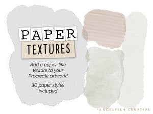 Paper Textures Procreate Brush Set: 30 brushes, add paper like texture