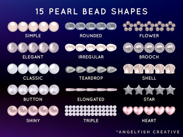 Pearl Beads Brush Set for Procreate | realistic jewelry pearls string bead brushes, pearl bead shapes