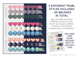 Pearl Beads Brush Set for Procreate | realistic jewelry pearls string bead brushes, pearl styles