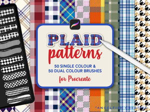 Plaid Patterns Brush Set for Procreate | single and multi-colour Gingham, Check, Tarten Brushes, title page