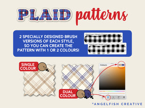 Plaid Patterns Brush Set for Procreate | single and multi-colour Gingham, Check, Tarten Brushes, specially designed brushes