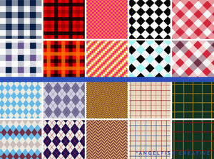 Plaid Patterns Brush Set for Procreate | single and multi-colour Gingham, Check, Tarten Brushes, patterns page 1