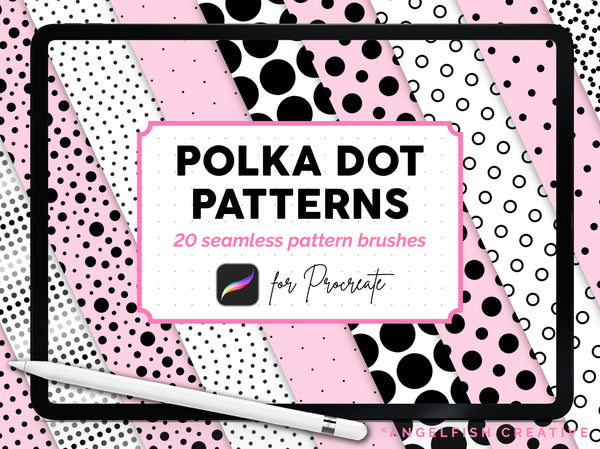 Polka Dot Pattern Brushes for Procreate | seamless dotted, dots, spots, circle patterns, title