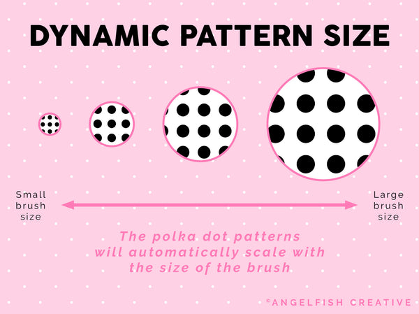 Polka Dot Pattern Brushes for Procreate | seamless dotted, dots, spots, circle patterns, dynamic pattern size