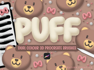 Puff Procreate Brush: 3D dual colour brushes, title