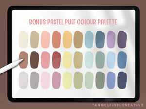 Puff Procreate Brush: 3D dual colour brushes, pastel puff colour palette