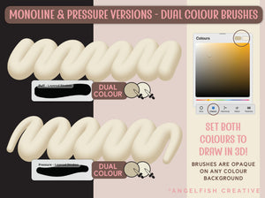 Puff Procreate Brush: 3D dual colour brushes, monoline and pressure versions