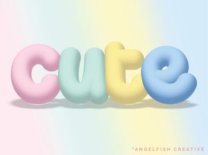 Puff Procreate Brush: 3D dual colour brushes, cute puffy lettering