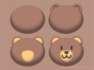 Puff Procreate Brush: 3D dual colour brushes, kawaii bear drawing
