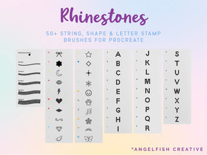 Rhinestones Procreate Brush Set, gem diamante shape letter stamps, brush screenshot